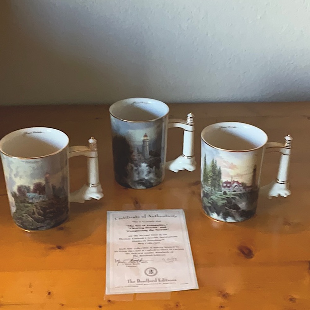 Thomas Kincaid Bradford exchange lighthouse mugs